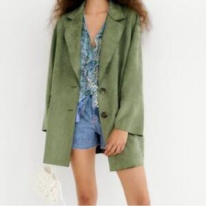Zara FAUX SUEDE JACKET Apple green